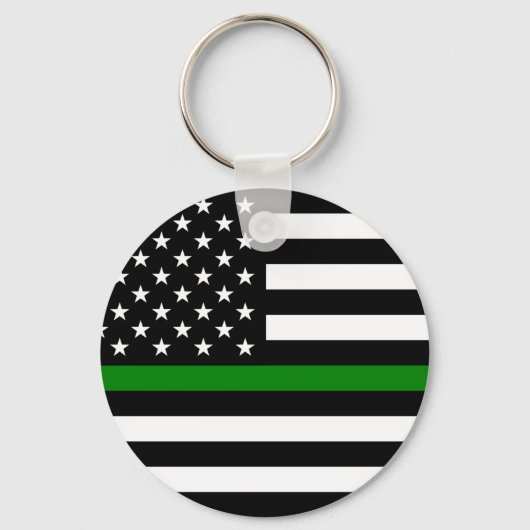 Thin Green Line Militaire en Veteranen Amerikaanse Sleutelhanger (Voorkant)