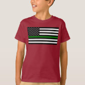 Thin Green Line Militaire en Veteranen Amerikaanse T-shirt (Voorkant)