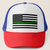 Thin Green Line Militaire en Veteranen Amerikaanse Trucker Pet (Voorkant)
