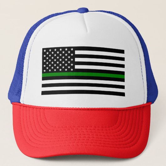 Thin Green Line Militaire en Veteranen Amerikaanse Trucker Pet (Voorkant)