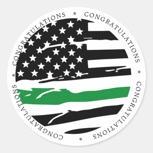 Thin Green Line Militaire Gefeliciteerd Ronde Sticker (Voorkant)