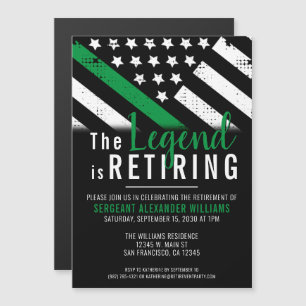 Thin Green Line Militaire Leger Retirement Party Magnetische Uitnodiging