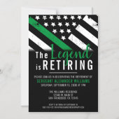 Thin Green Line Militaire Leger Retirement Party Magnetische Uitnodiging (Voorkant)