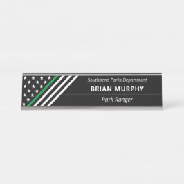 Thin Green Line Militaire Stars Stripes Monogram Bureau Naambordje