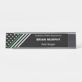 Thin Green Line Militaire Stars Stripes Monogram Bureau Naambordje (Voorkant)
