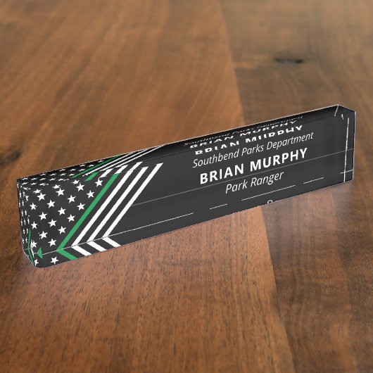 Thin Green Line Militaire Stars Stripes Monogram Naambordje (Zijkant)