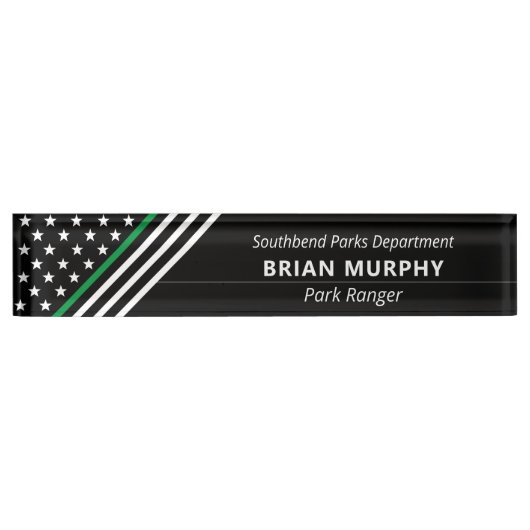 Thin Green Line Militaire Stars Stripes Monogram Naambordje (Voorkant)