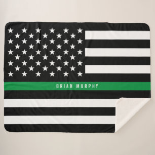 Thin Green Line Militaire Vlag Monogram Groot Sherpa Deken