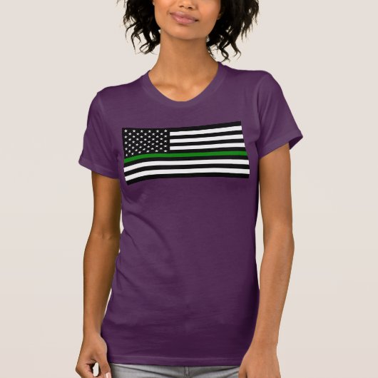 Thin Green Line Military & Veterans American Flag T-shirt (Voorkant)