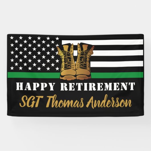 Thin Green Line Personalized Militaire Pensionerin Spandoek (Horizontaal)