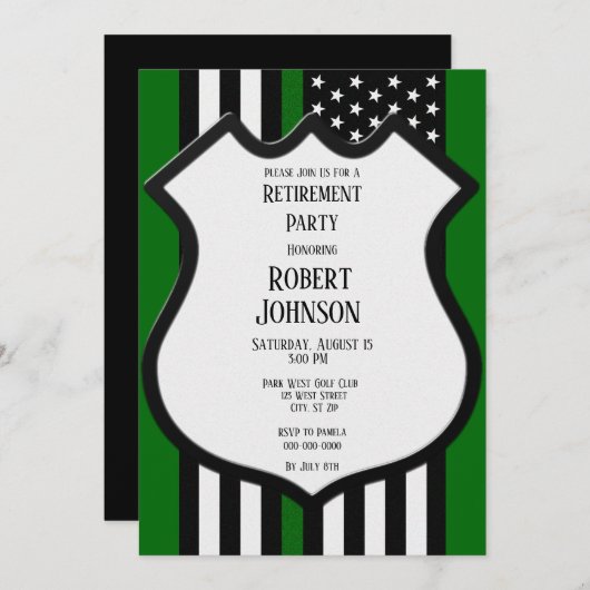 Thin Green Line Retirement Kaart (Voorkant / Achterkant)