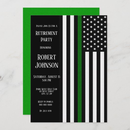 Thin Green Line Retirement Kaart (Voorkant / Achterkant)