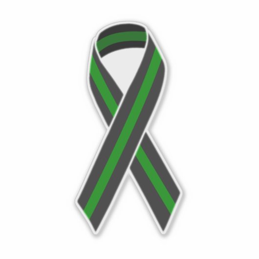 Thin Green Line Ribbon Sticker (Voorkant)