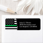 Thin Green Line Style American Flag Etiket (Insitu)