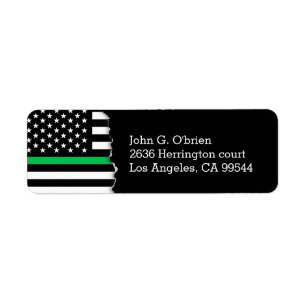 Thin Green Line Style American Flag Etiket