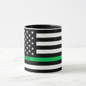 Thin Green Line Styled American Flag Custom Name Mok (Midden)