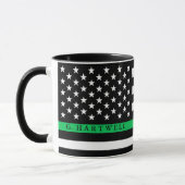 Thin Green Line Styled American Flag Custom Name Mok (Links)