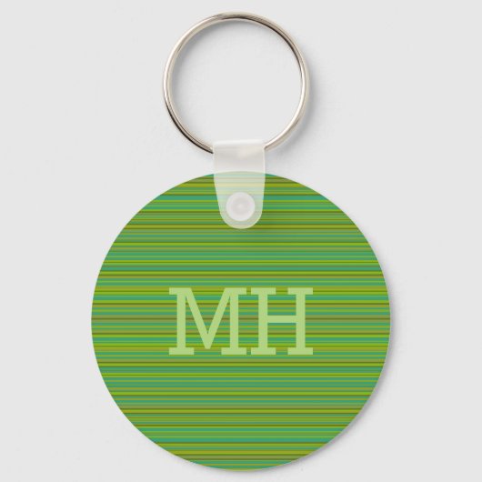 Thin Green Stripes aangepaste monogram sleutelkete Sleutelhanger (Voorkant)