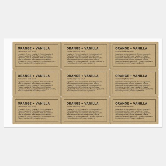 Thin Grey Border Kraft Ingredients Productlabel Labels (Vel)