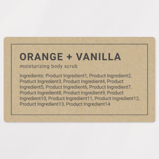 Thin Grey Border Kraft Ingredients Productlabel Labels (Design 1)
