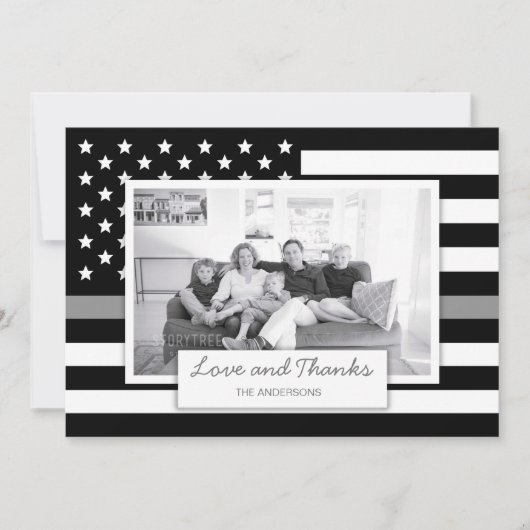 Thin Grey Line American Flag Foto Bedankkaart (Voorkant)