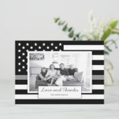Thin Grey Line American Flag Foto Bedankkaart (Staand voorkant)