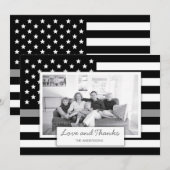 Thin Grey Line American Flag Foto Bedankkaart (Voorkant / Achterkant)