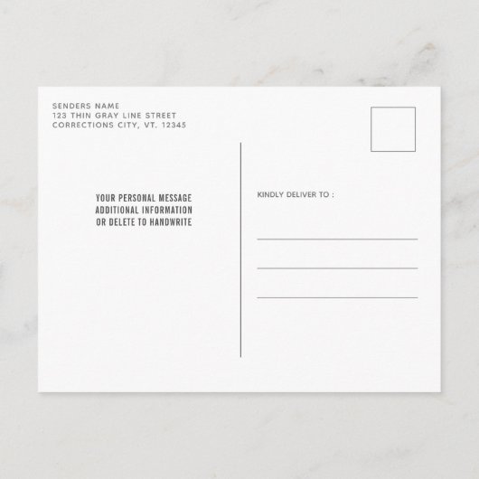 Thin Grey Line Correction Officer Afstuderen IV Uitnodiging Briefkaart (Achterkant)
