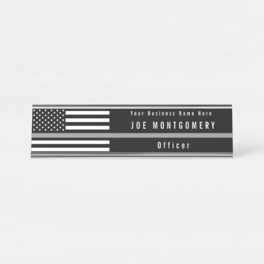 Thin Grey Line Correctional Officer Flag Naam toev Bureau Naambordje (Voorkant)