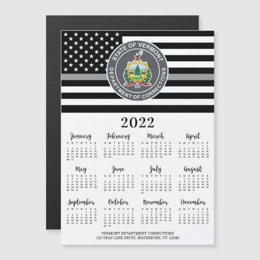 Thin Grey Line Custom Logo 12 Maand 2022 Calendar (Voorkant / Achterkant)