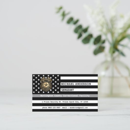Thin Grey Line Custom Logo Corrections Officer Visitekaartje (Staand voorkant)