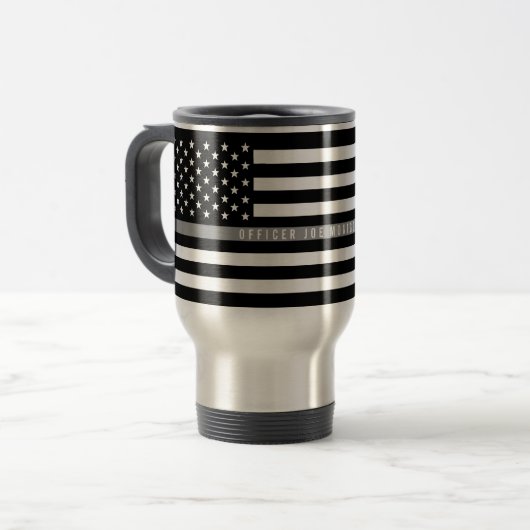 Thin Grey Line Flag Monogram Groot Reisbeker (Voorkant links)