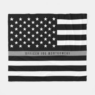 Thin Grey Line Flag Monogram Med. Fleece Deken