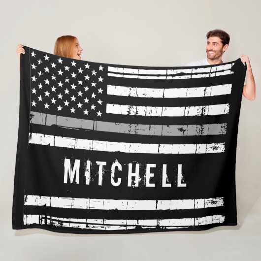 Thin Grey Line Personalized Correctionaris Fleece Deken (In situ)