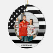 Thin Grey Line Silver Aangepaste kerstfoto Keramisch Ornament (Links)