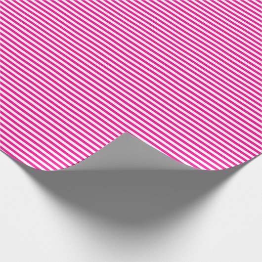 Thin Hot Pink en White Stripes Wrapping Paper Cadeaupapier (Hoek)