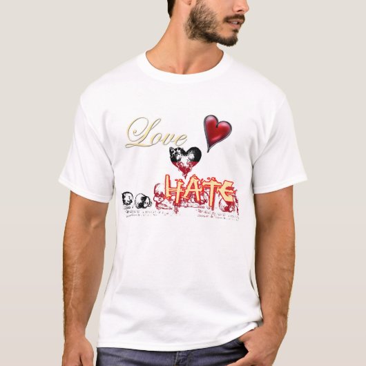 THIN LINE TUSSEN LIEFDE EN HAAT T-SHIRT (Voorkant)
