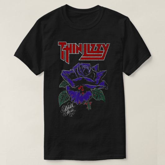 Thin Lizzy u2013 zwarte Roos kleur T-shirt (Design voorkant)