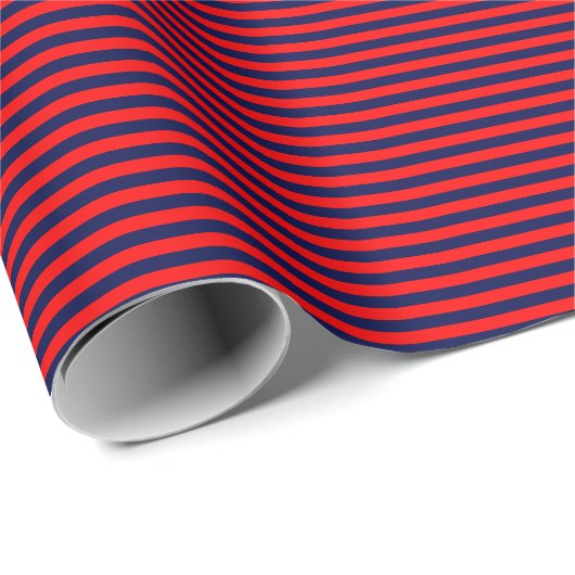 Thin marinesBlue en Red Stripes Wrapping Paper Cadeaupapier (Rol Hoek)