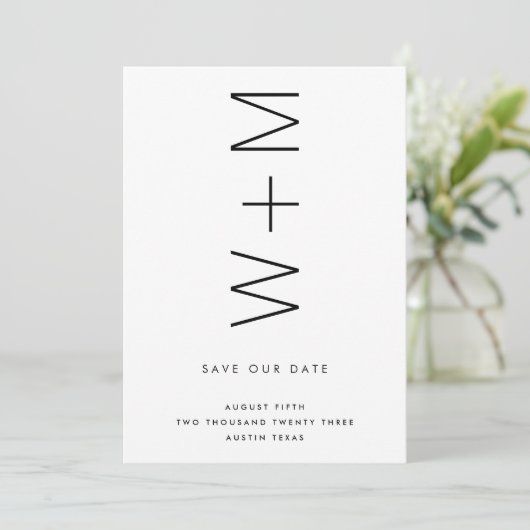 THIN MODERN MONOGRAM NAMEN BEWAREN DE DATUM KAART (Staand voorkant)