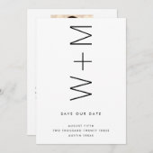 THIN MODERN MONOGRAM NAMEN BEWAREN DE DATUM KAART (Voorkant / Achterkant)