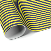 Thin Navy Blue and Yellow Stripes Wrapping Paper Cadeaupapier (Rol Hoek)