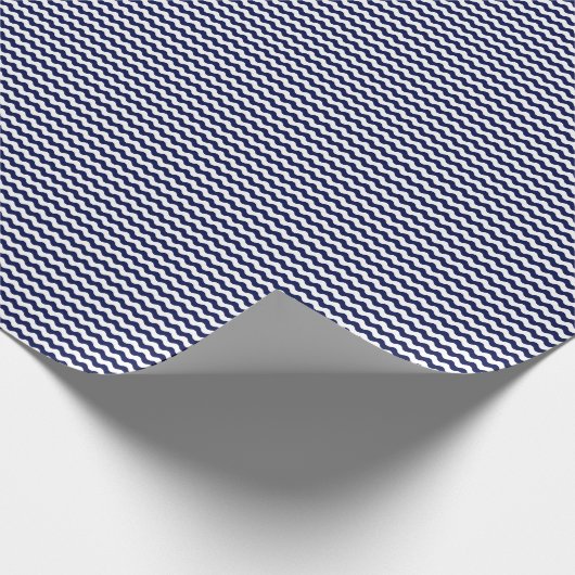 Thin Navy Blue en White Waves Wrapping Paper Cadeaupapier (Hoek)
