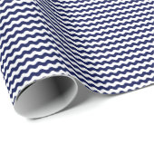 Thin Navy Blue en White Waves Wrapping Paper Cadeaupapier (Rol Hoek)