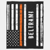 Thin Oranje lijnvlag Persoonlijke redding zoeken Fleece Deken (Voorkant)