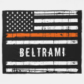 Thin Oranje lijnvlag Persoonlijke redding zoeken Fleece Deken (Voorkant (Horizontaal))