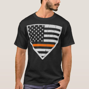 Thin Oranje Line US Flag Baseball Home Bord T-shirt