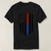 Thin Red Blue Line Flag Support Police Firefigher T-shirt (Design voorkant)