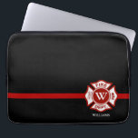 Thin Red Line Aangepast monogram Maltees Kruis Laptop Sleeve<br><div class="desc">Een grote rode lijn brandredder het hoesje van de laptop. Het bevat een Maltees kruis in het midden voor je monogram van je voornaam of achternaam of die van je cadeauontvanger. Onder het Maltese kruis bevindt zich een vlek voor de naam of de achternaam van de persoon. Een geweldige aangepast...</div>