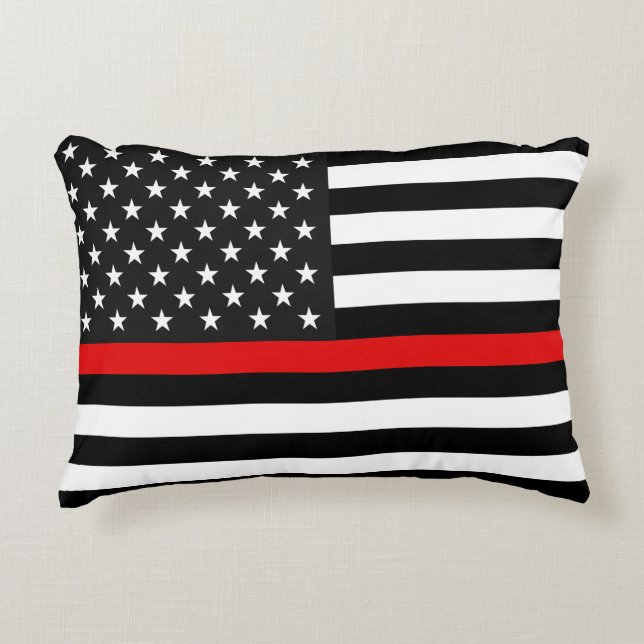 Thin Red Line American Flag Accent Kussen (Voorkant)